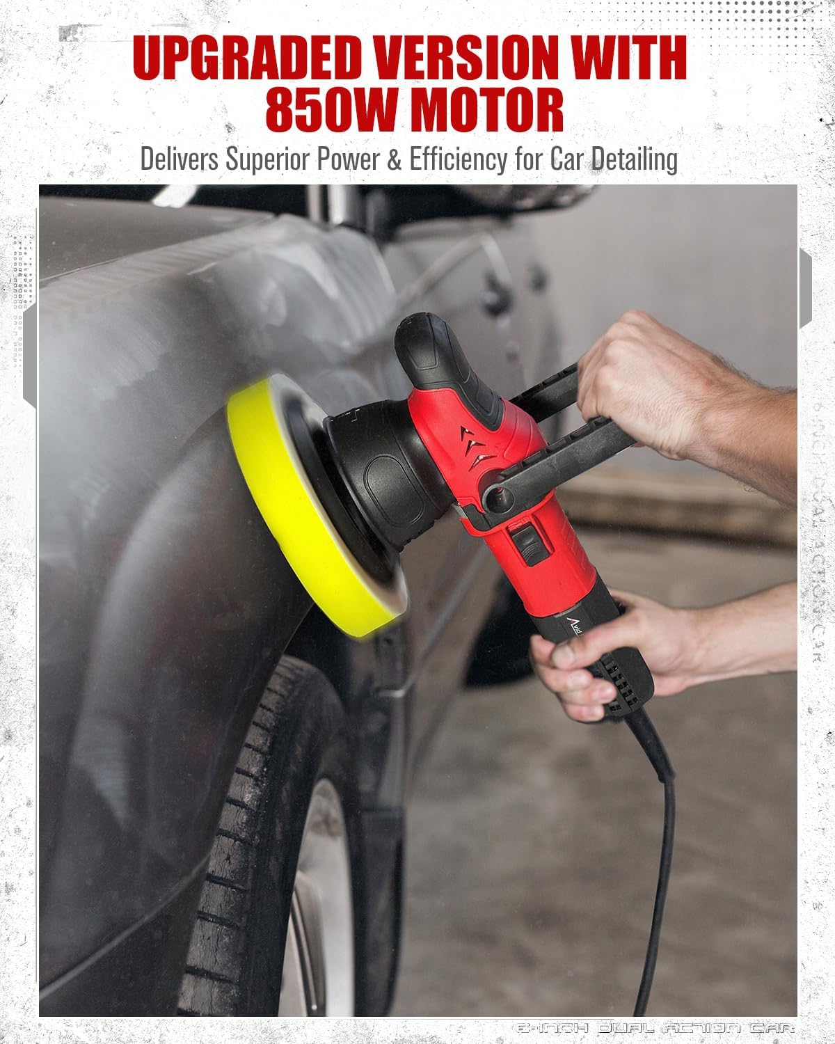 AVID POWER Dual Action Car Buffer Polisher, 6 Inch Orbital Polisher for Car Detailing with 6 Variable Speeds, Detachable Handle & 3 Polishing Pads