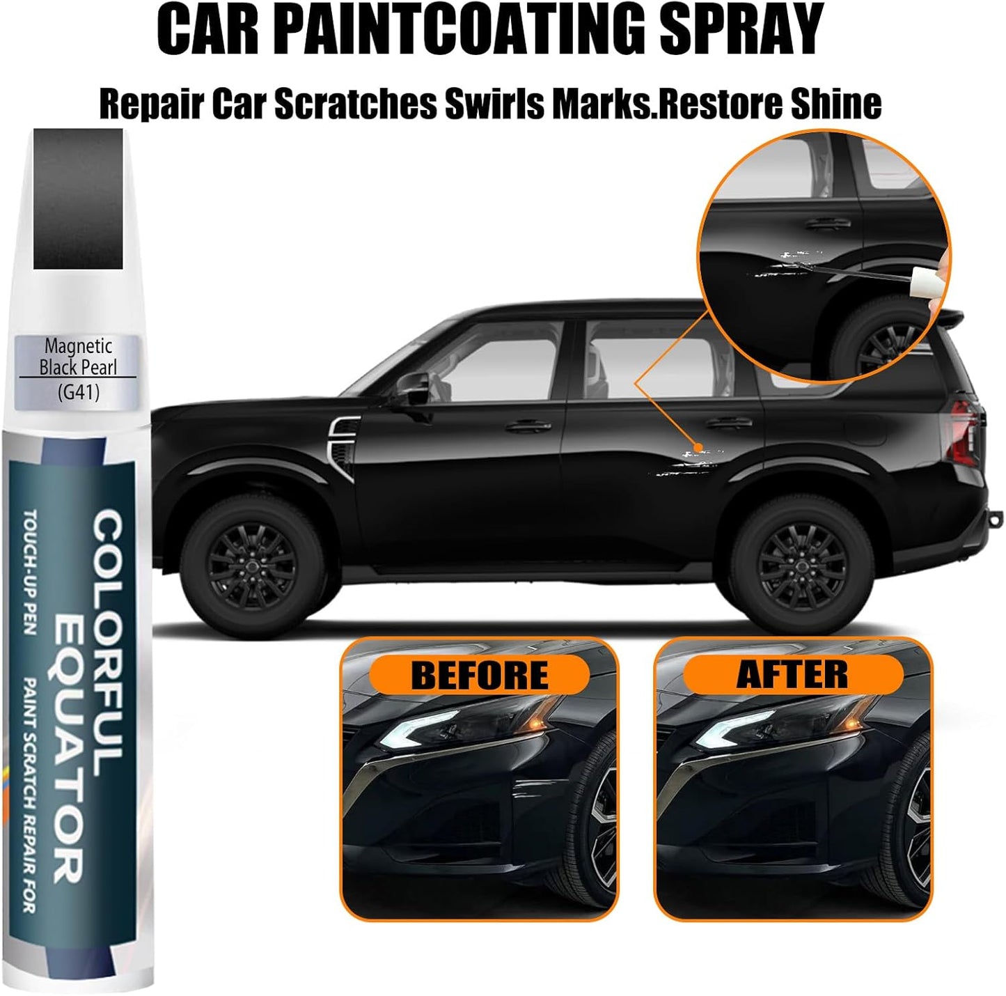 G41 Black/Magnetic Black Pearl Touch Up Paint for Nissan, Car Paint Pen Scratch Repair Two-In-One Touch Up Paint, Premium Car Scratch Remover for Deep Scratches