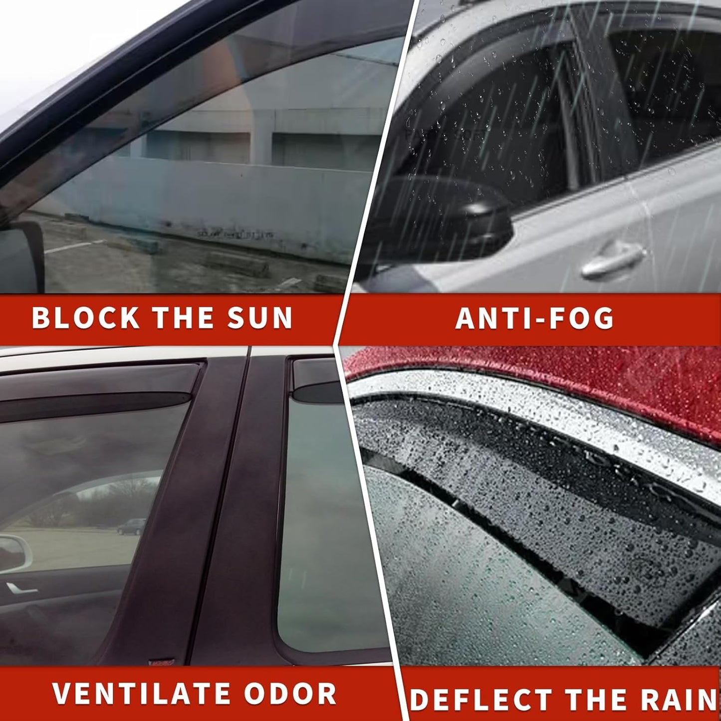 4PCS in Channel Rain Guards for 2014-2020 Nissan Rogue S SV SL, Durable Window Visors Wind Deflectors, Vent Shades Shield, 2014 2015 2016 2017 2018 2019 2020