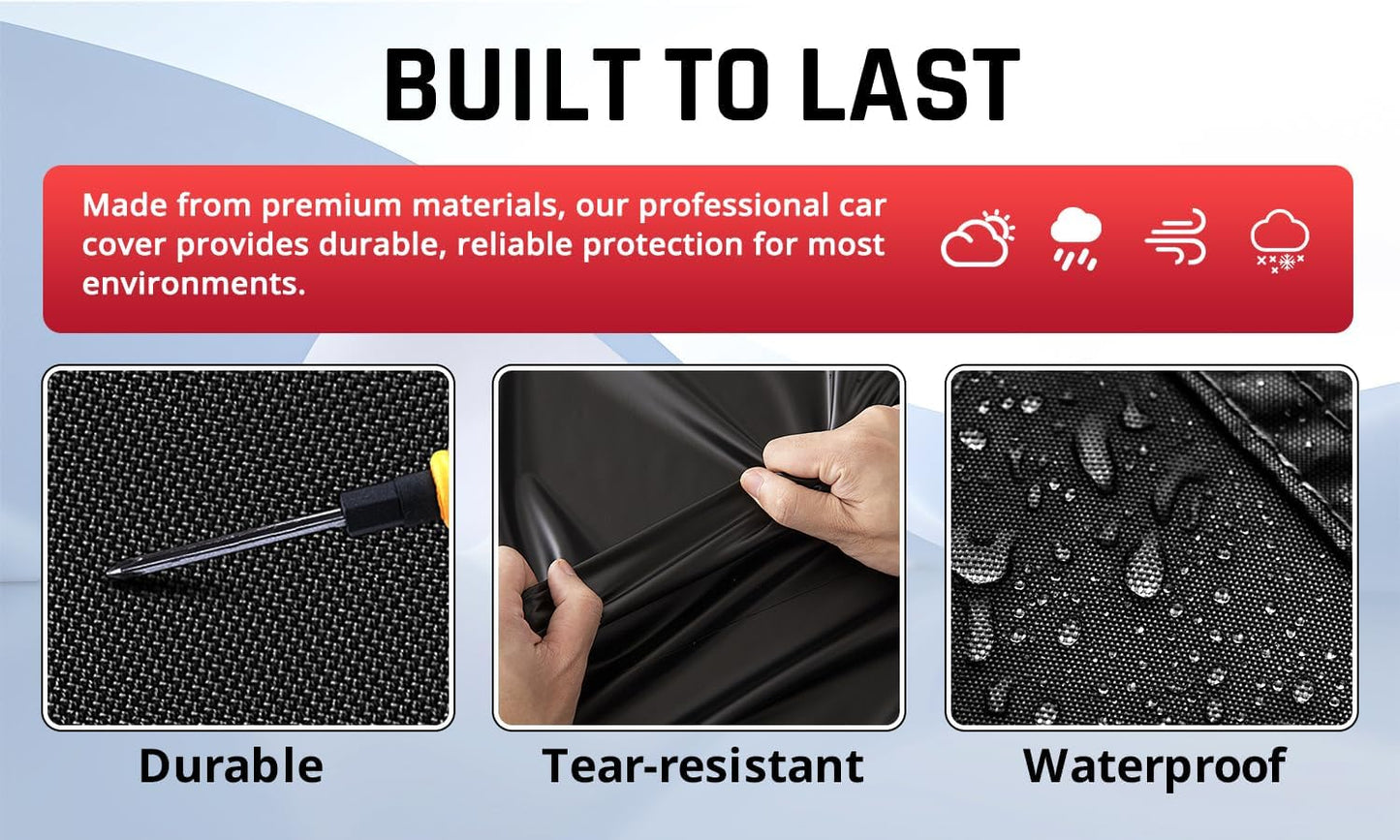 SUV Car Cover Waterproof All Weather Protection with Red Stripe Design,Universal Fit Toyota RAV4, Honda CRV, Tesla Model Y, Audi Q5, Nissan Rogue, Mazda CX-5, Kia Sorento,Hyundai Sante Fe