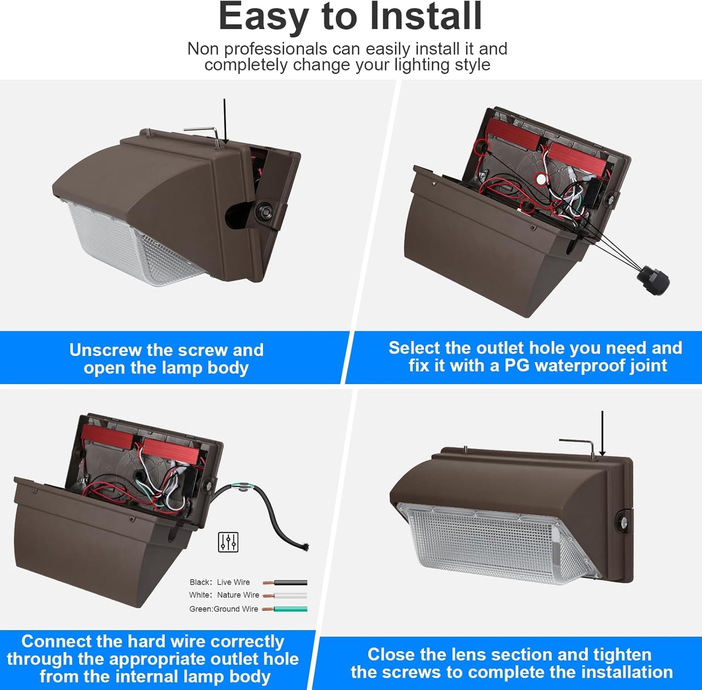 120Watt LED Wall Pack Light, Dusk to Dawn Wall Packs, Super-Bright 15840 Lumen Outdoor Pack Lights, IP65 Waterproof Commercial and Industrial Security 5000K Lighting with Photocell