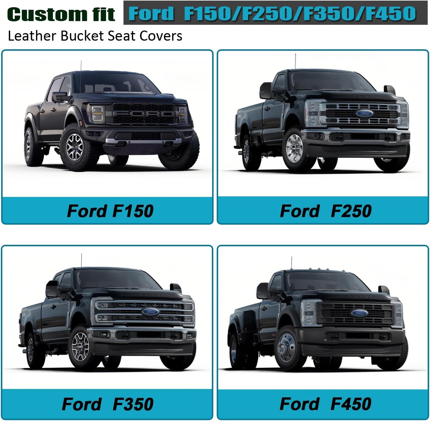 GIANT PANDA 2 Pcs Front 3D Air Mesh Car Seat Cover Custom Fit Ford F150 F250 F350 F450 SuperCrew/Crew Cab Pickup Trucks,Breathable Cooling Seat Protector with Composite Sponge Inside(Gray)