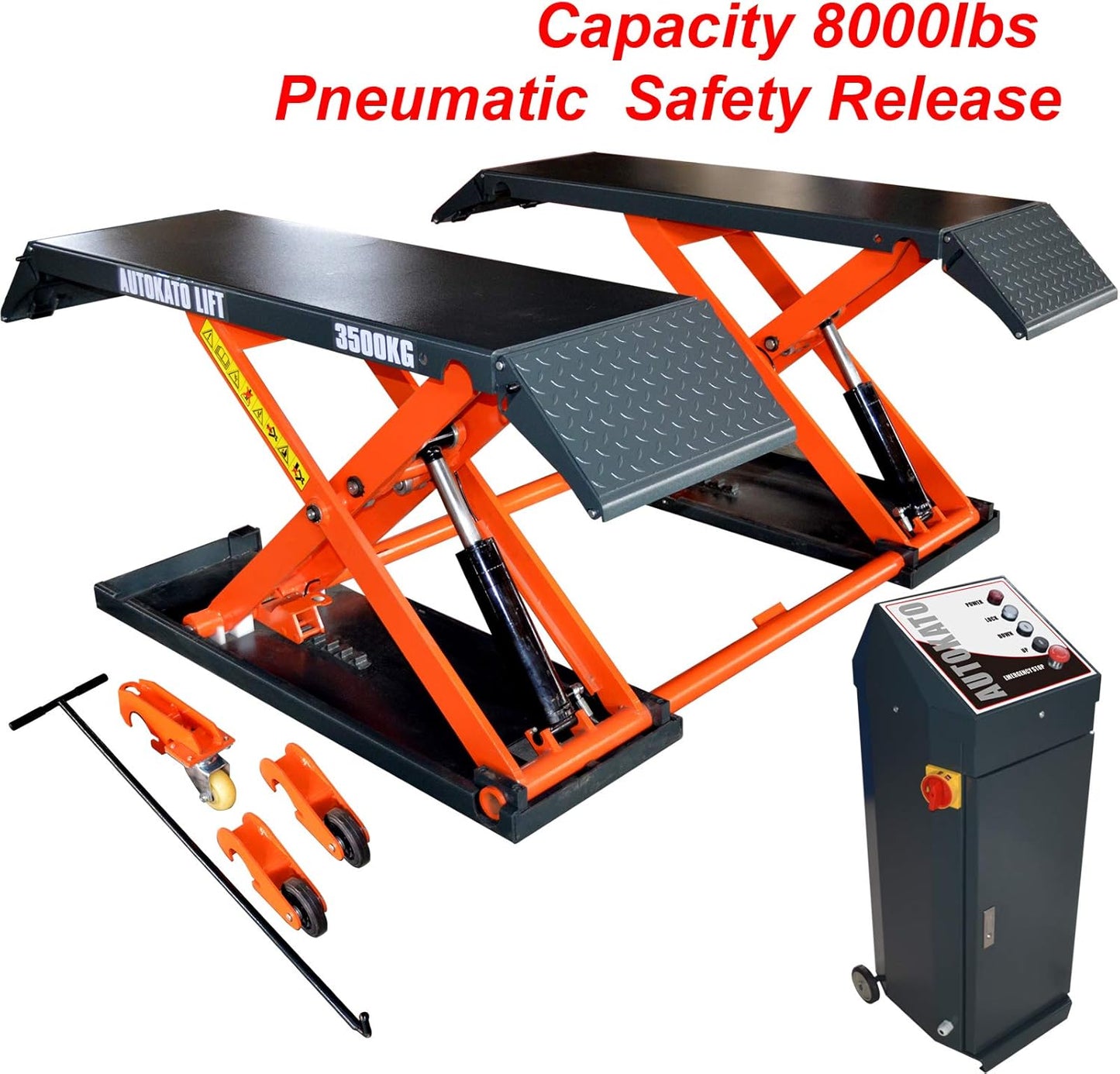 Mid Rise Scissor Lift 8000lbs Penumatic Release Auto Lift 220V/1PH Automotive Lift for Home Shop Garage