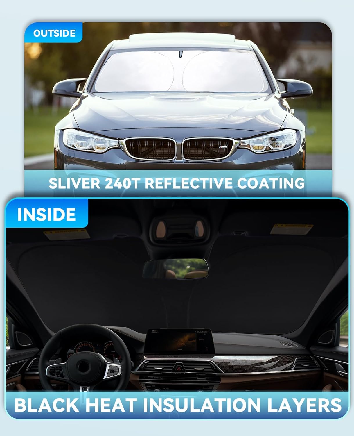 Sun Shade for Ioniq 5 Windshield Sunshades for Hyundai Ioniq 5 2022-2024 2025 Ioniq 5 Windshield Cover Front Window Shields 240T Silver Coating Protector Sun Visor Blocks UV Rays Car Accessories