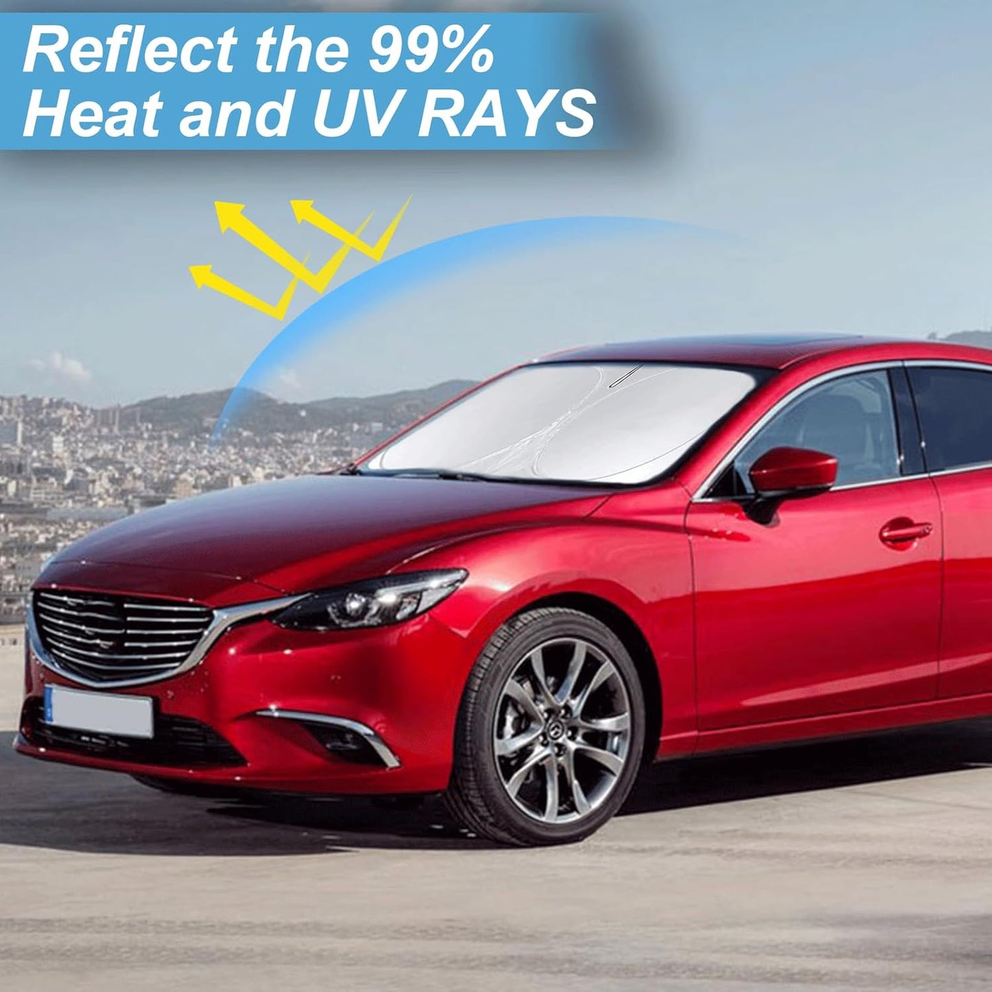 Custom Fit Mazda 6 Windshield Sunshade for Mazda 6 2014-2021 Mazda6 Accessories Front Window Shades Cover for Windshield Sun Visor Protector 210T Reflector Block Heat Protector Blocks UV Rays