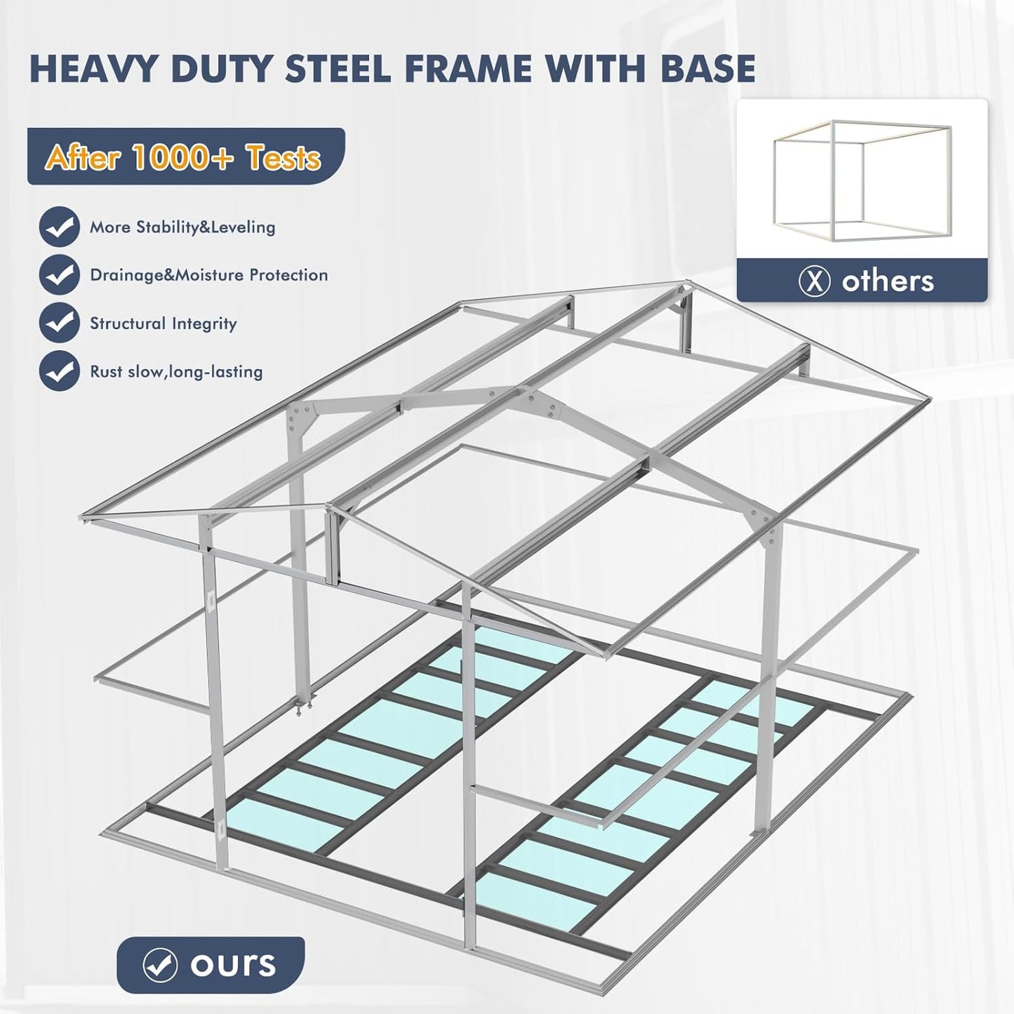 10x12 FT Metal Outdoor Shed with Floor Frame Kit Extra Large Waterproof Tools Storage House with Transparent Top Panel Windows Air Vent for Garden Backyard to Store Bikes,Lawnmower,Dark Grey