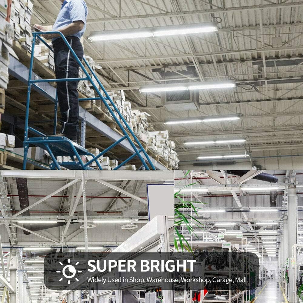 6 Pack, 8FT LED Shop Light Fixture, 144W 18500LM 5000K, Daylight White, U Shape, Clear Cover, Hight Output, Linkable Shop Lights, T8 LED Tube Lights, 8 LED shop lights for garage 8 foot with plug
