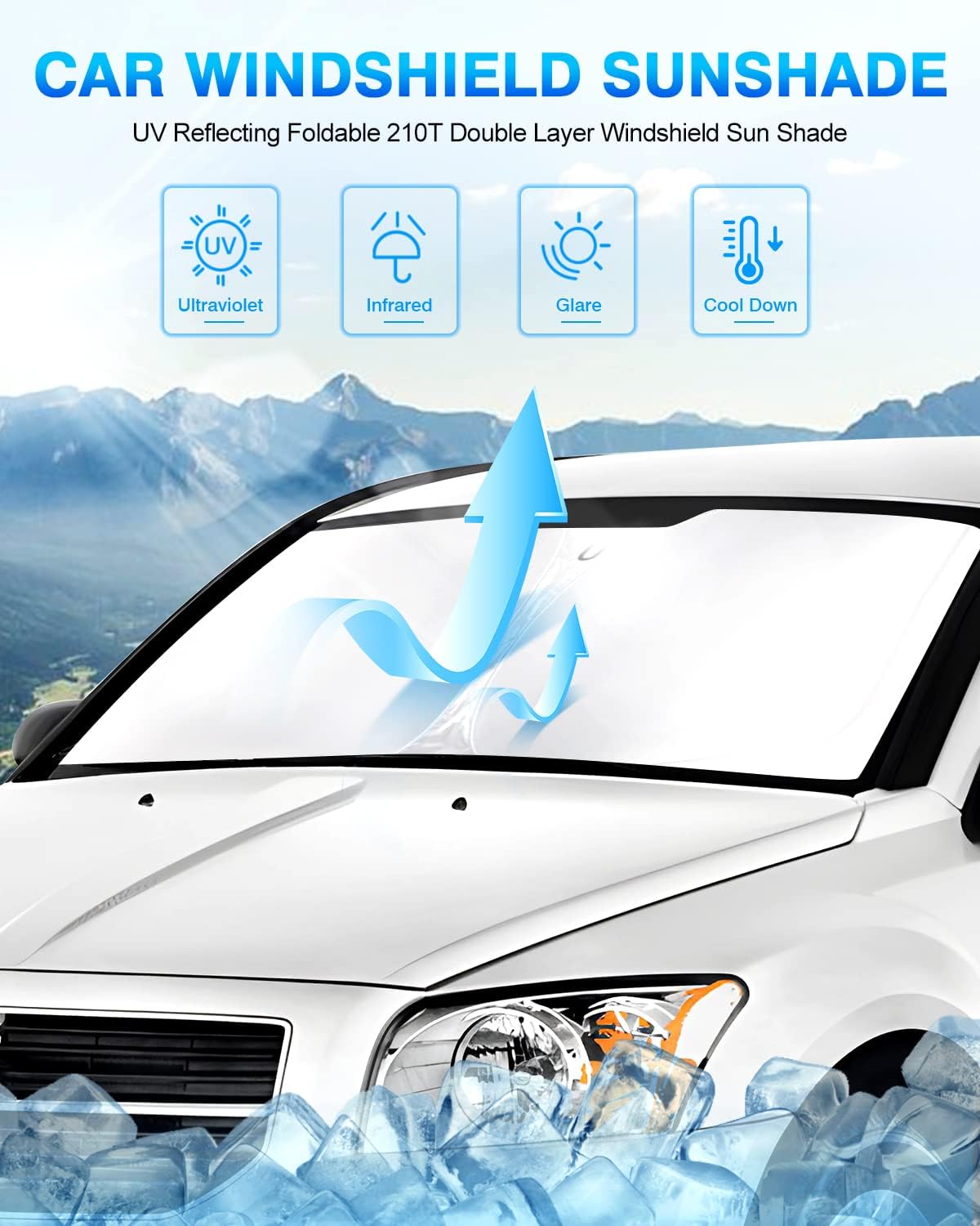 KUST Windshield Sun Shade for 2007–2012 Dodge Caliber Window Shade Sun Visor Cover Foldable Blocks UV Rays Keep Your Car Cooler