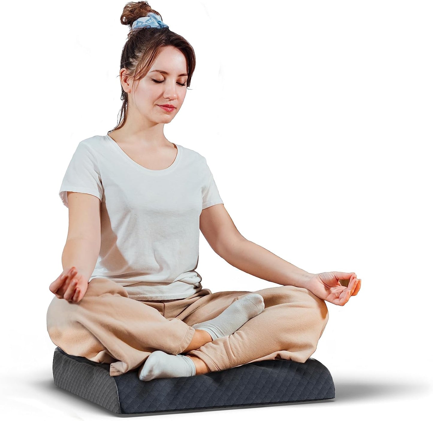 Kölbs Extra Large Seat Cushion Stylish Plush Velvet Cover XL Memory Foam for Office Chair, Floor Pillow Back Pain Coccyx Bruise Relief Carry Handle