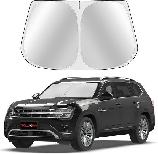 Custom Fit Windshield Sun Shade for Atlas 2018-2025 - Full Coverage, 210T Reflective Fabric, Double-Layer Design - Blocks 99% UV Rays, Keeps Car Cool, Easy to Install and Store