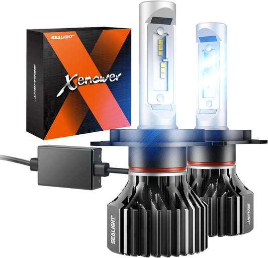 SEALIGHT H11/H9/H8 9005/HB3 Bulbs Combo or Fog, X4I 2024 88,000LM Super Bright, H11 9005 Bulb with Cooling Fan, 6500K Cool White 9005 H11 Lights, Pack of 4
