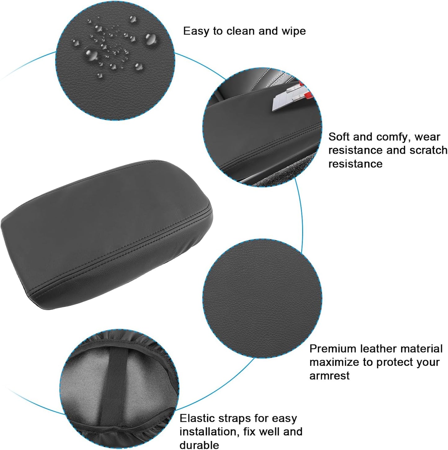 SXCY for 2025 XC40 Armrest Cover for Volvo XC40 2018-2025 Accessories 2025 XC40 Center Console Cover 2025 XC40 Middle Console Cover (Black Line Thin Cover)