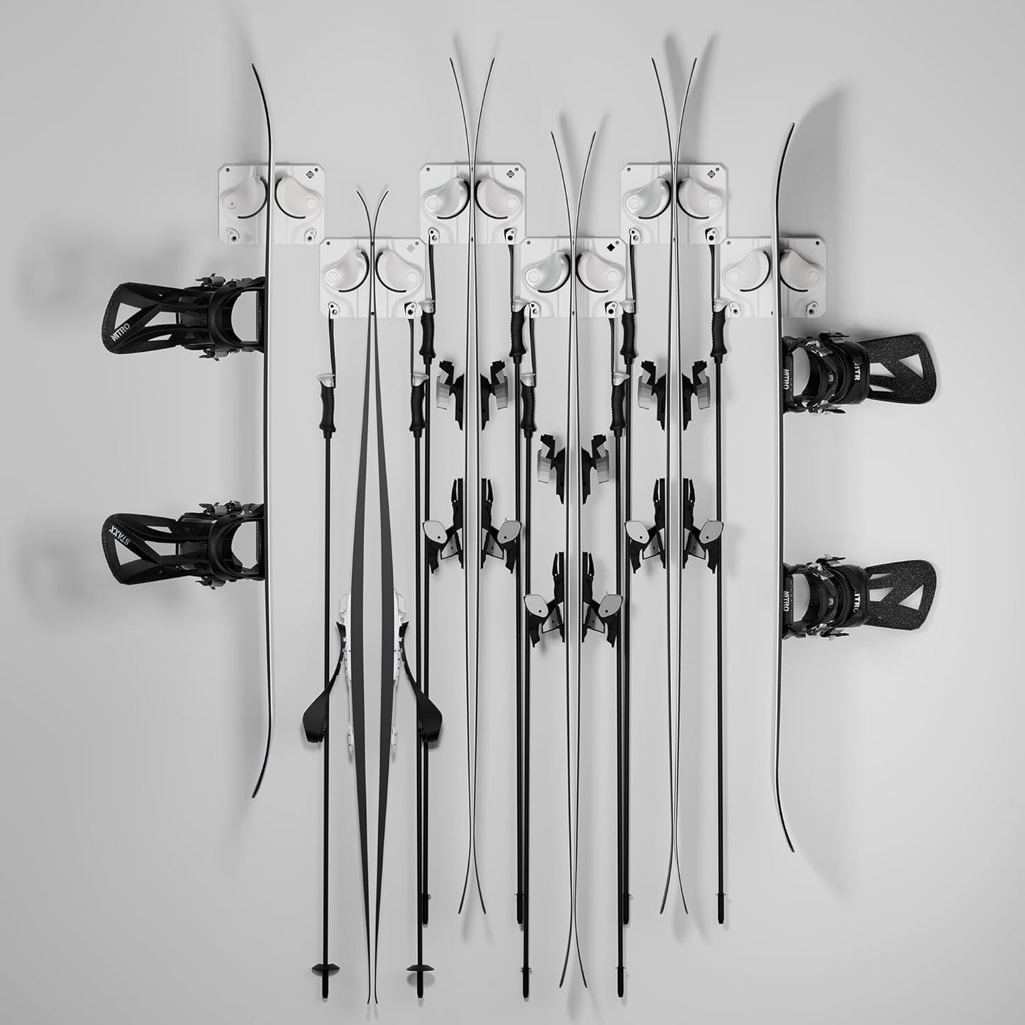 Ultimate Ski & Snowboard Wall Rack | Secure, Non-Slip Storage | Fits Any Ski/Board | Garage Organization | Ski Storage Rack | Snowboard Storage Rack | Winter Gear Organizer | 6 Pck