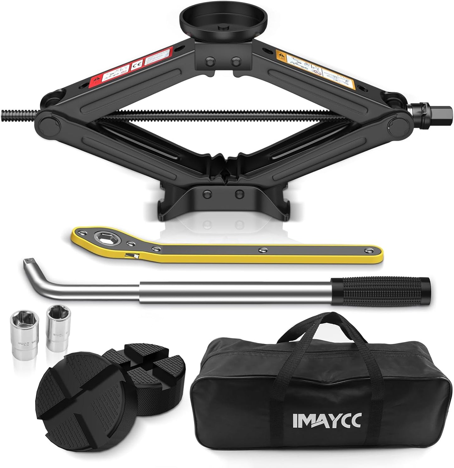 IMAYCC Car Jack 2.5 Ton/5512 lbs Universal Scissor Jack With Rubber Pad, Portable Tire Changing Kit With Lug Wrench, Emergency Kit for Sedan SUV MPV