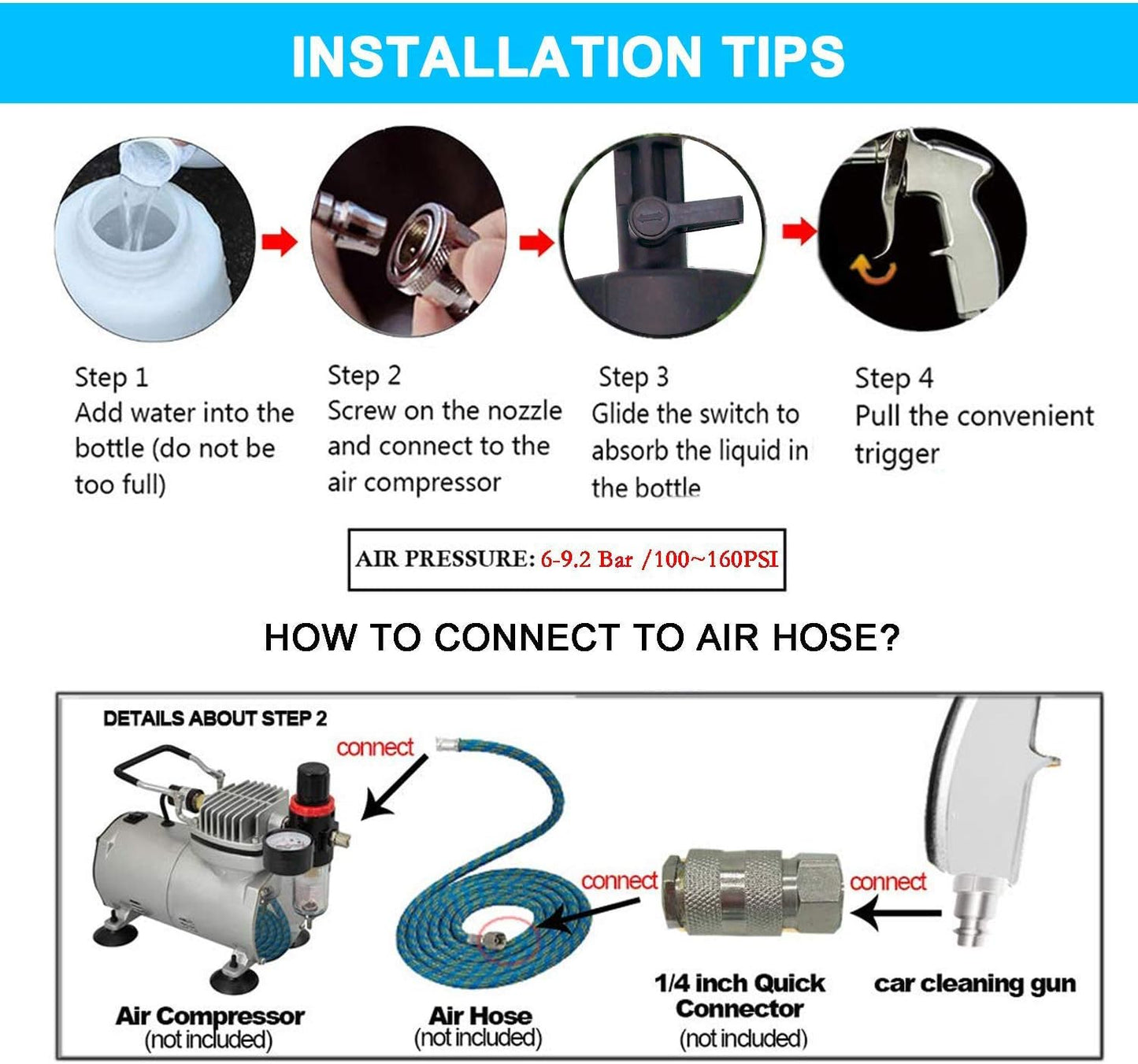 Car Interior Cleaner, Auto Detail Tools Car Detailing Kit(Needs Air Compressor) High Pressure Car Cleaning Gun Car Cleaning Kit for Vehicle Upholstery Carpet Seat
