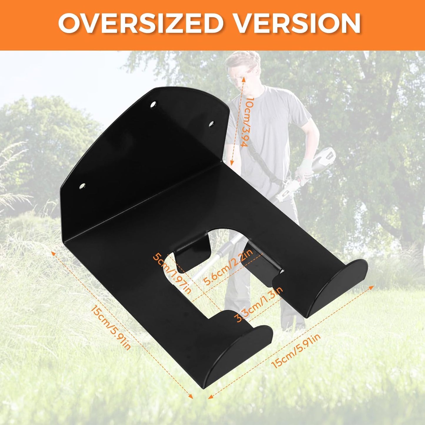 Weedeater Rack, 1 Pack Weed Eater Hanger, Weed Eater Rack for Wall, Heavy Duty Garden Tool Garage Organizer Trimmer Holder, Chainsaw Hanger Wall Mount(Black)