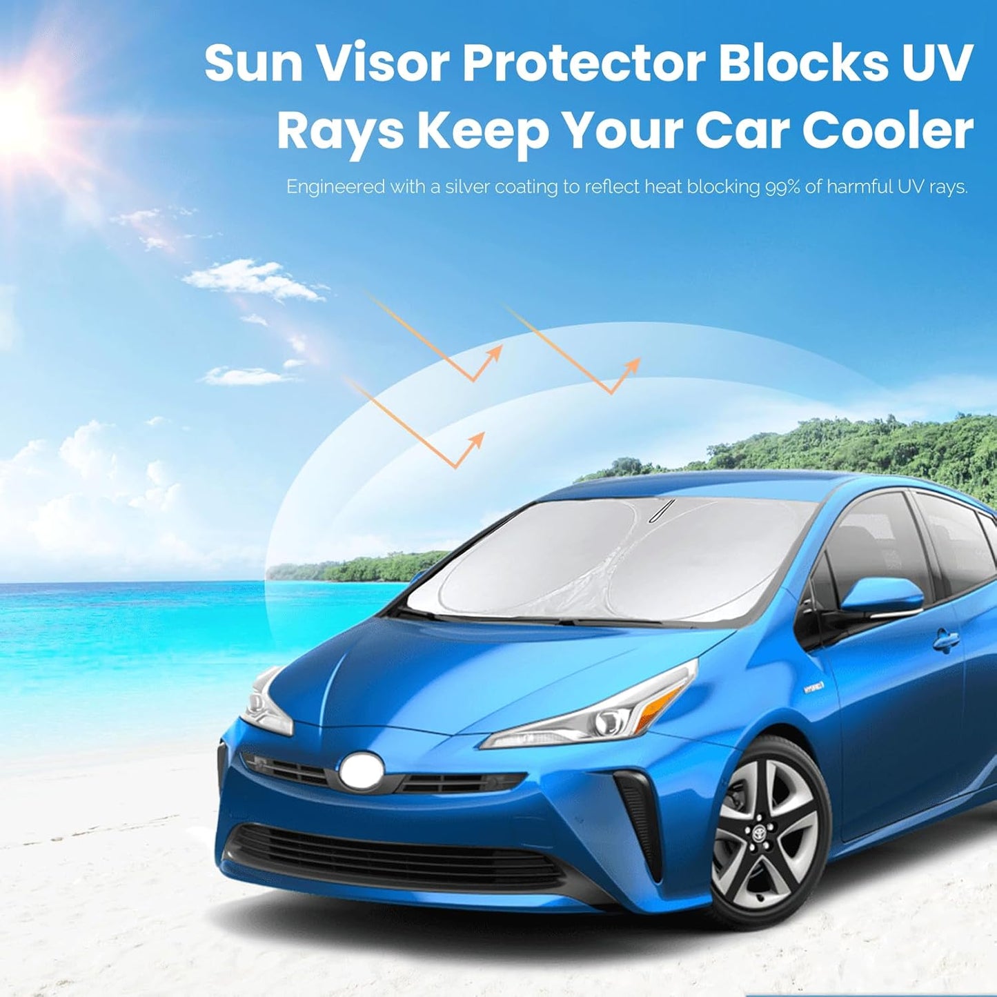 Custom Fit Prius Windshield Sunshade for 2010-2022 Toyota Prius Hatchback Accessories (Not for Prius C or Prius V) Front Window 210T Reflective Shield Cover for Windshield Sun Visor Protector