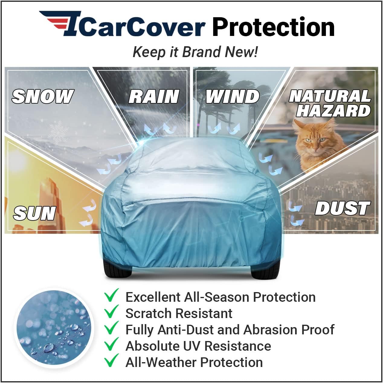 iCarCover Premium Car Cover for 1964-1969 Buick Special Heavy Duty Waterproof All-Weather Automobiles Custom Fit Indoor Outdoor UV Snow Protection Covers with Straps and Bag