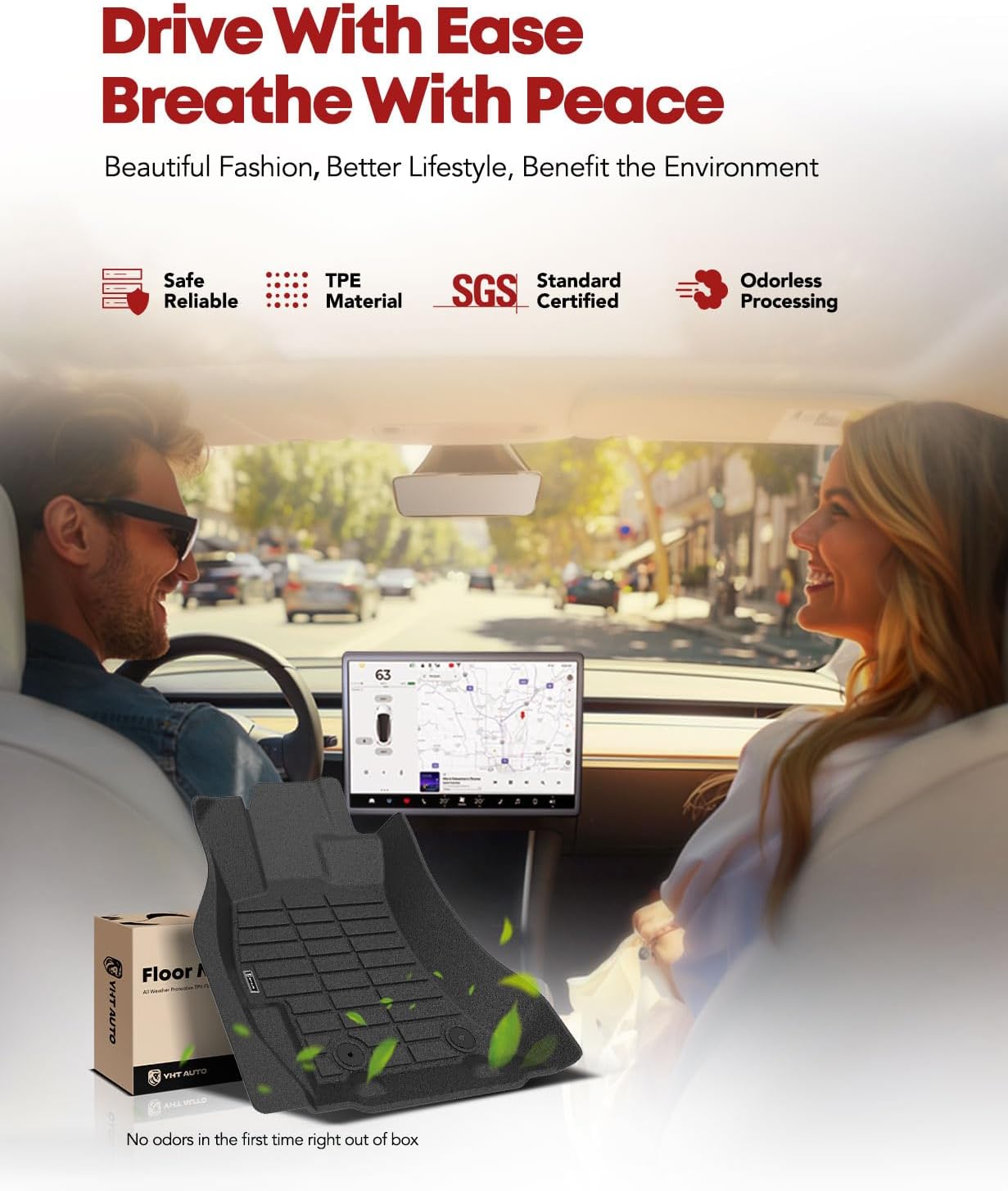 YHTAUTO Floor Mats Fit 2014-2018 Subaru Forester, TPE All Weather Car Mats Waterproof Anti-Slip Odorless Floor Liner, Interior Car Accessories Front & 2nd Row Liner