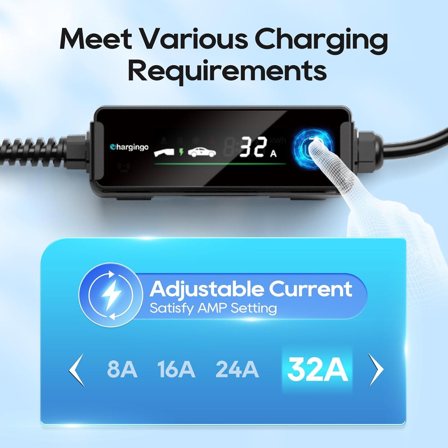 Level 1-2 Tesla Charger (32A,240V,NEMA 14-50P) with 25FT Charging Cable,ETL & FCC Listed,Home/Outdoor Portable Tesla Charger for All Tesla Models 3/Y/S/X/Cybertruck,Timing Delay