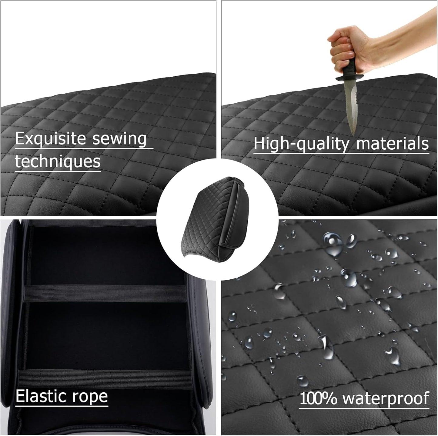 LUWU Center Console Cover Compatible with 2023 2024 2025 Honda Pilot & 2024 2025 Ridgeline & 2024 2025 2026 Honda Passport Accessories Armrest Console Cover Leather Interior Accessories (Thick Black)