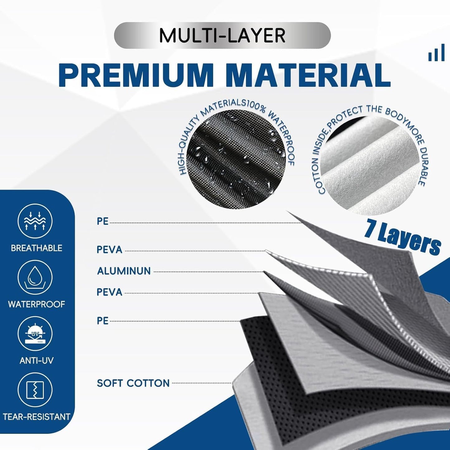 KouKou Truck Cover Waterproof All Weather, 7 Layers Heavy Duty Pickup Truck Cover Outdoor Length from 210 to 232 inches,Universal Fit Ford F150, Nissan Frontier, Toyota Tacoma, GMC Canyon etc.