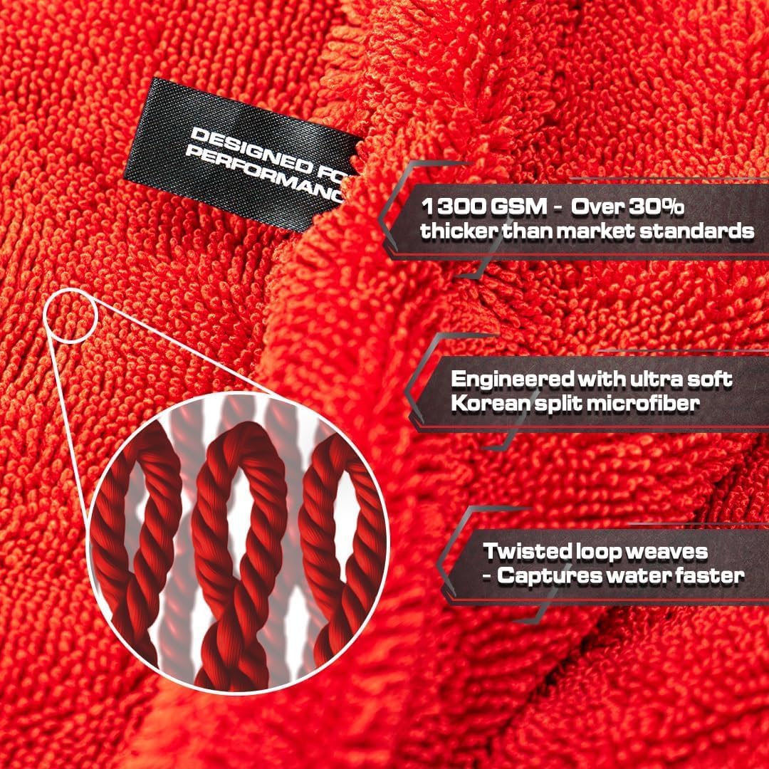 Blackline Car Drying Towel - 2ft x 3ft XL-Popular Pick Among Detailing Pros - 1300 GSM Microfiber Towel - Absorbs Over 8lbs of Water - Leaves No Streaks, Spots or Scratches - Dries an Entire Car