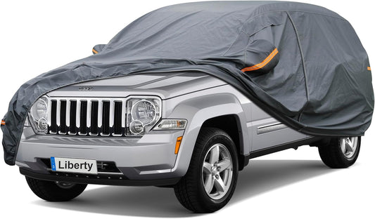 Premium Car Cover Custom Fit Jeep Liberty (2000-2025), 16 Layers Heavy Duty Car Cover Waterproof All Weather with Zipper Door for Sun Rain Snow Dust Uv Protection