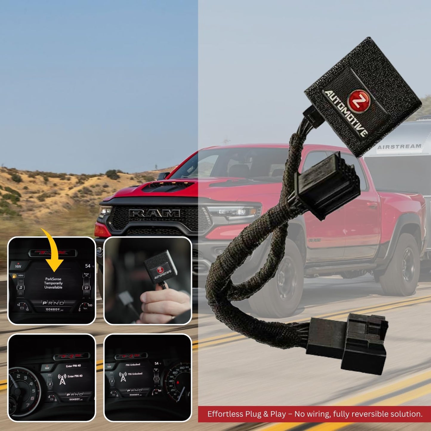 Z Automotive RAM ParkSense Fix for 2021+ Ram 1500 DT/TRX – Restores ParkSense Functionality with Larger Tires – Easy 2-Minute Plug-and-Play Installation – No Permanent Modifications