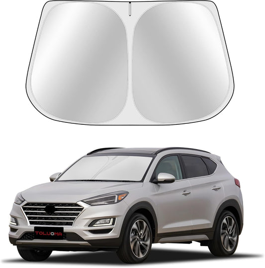 Custom Fit Windshield Sun Shade for for H-yun-dai Tucson 2016-2021 - Full Coverage, 210T Reflective Fabric, Double-Layer Design - Blocks 99% UV Rays, Keeps Car Cool, Easy to Install and Store