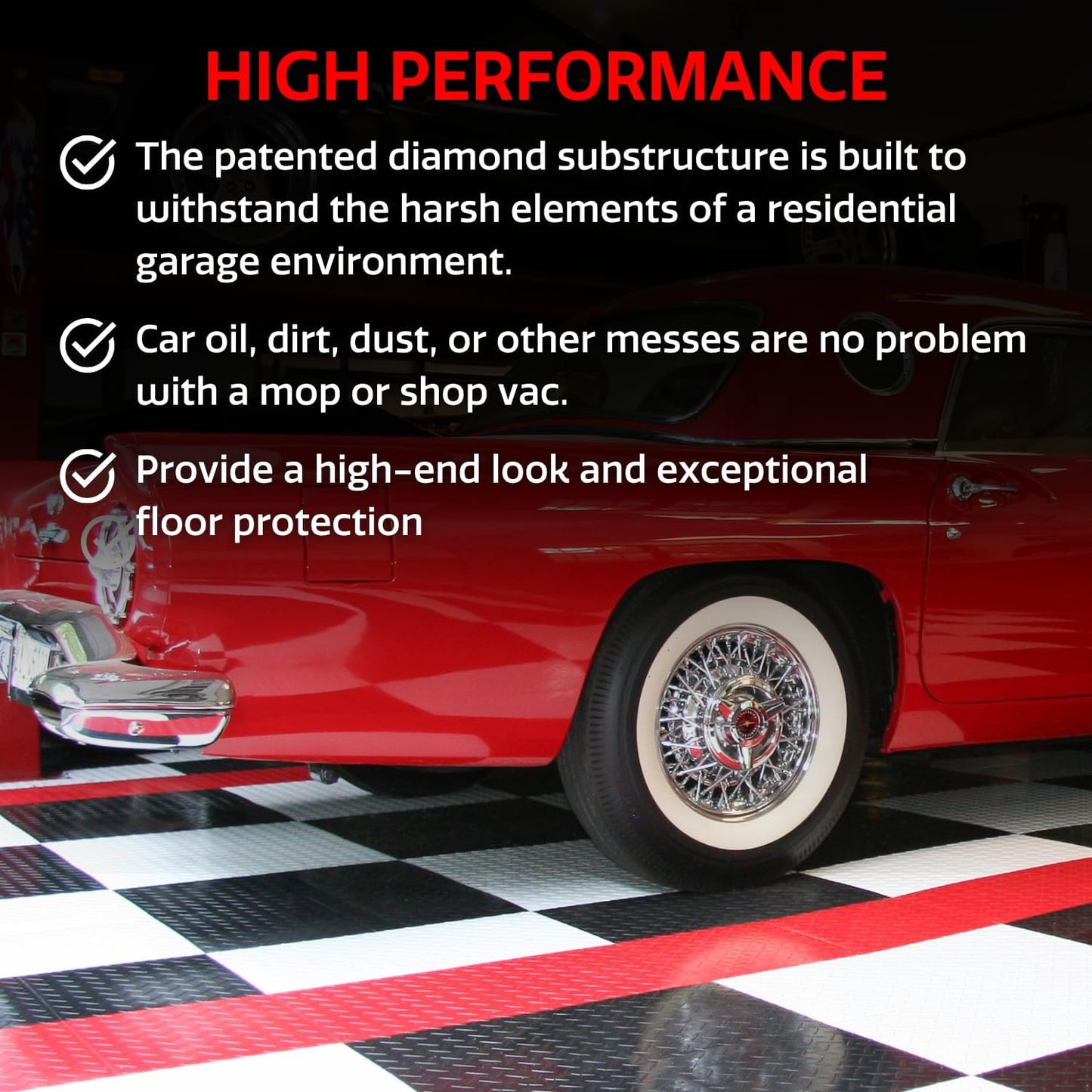 Big Floors RaceDeck Diamond Plate Design, Durable Interlocking Modular Garage Flooring Tile (Royal Blue, 12 Pack of 12 x 12" Tiles)