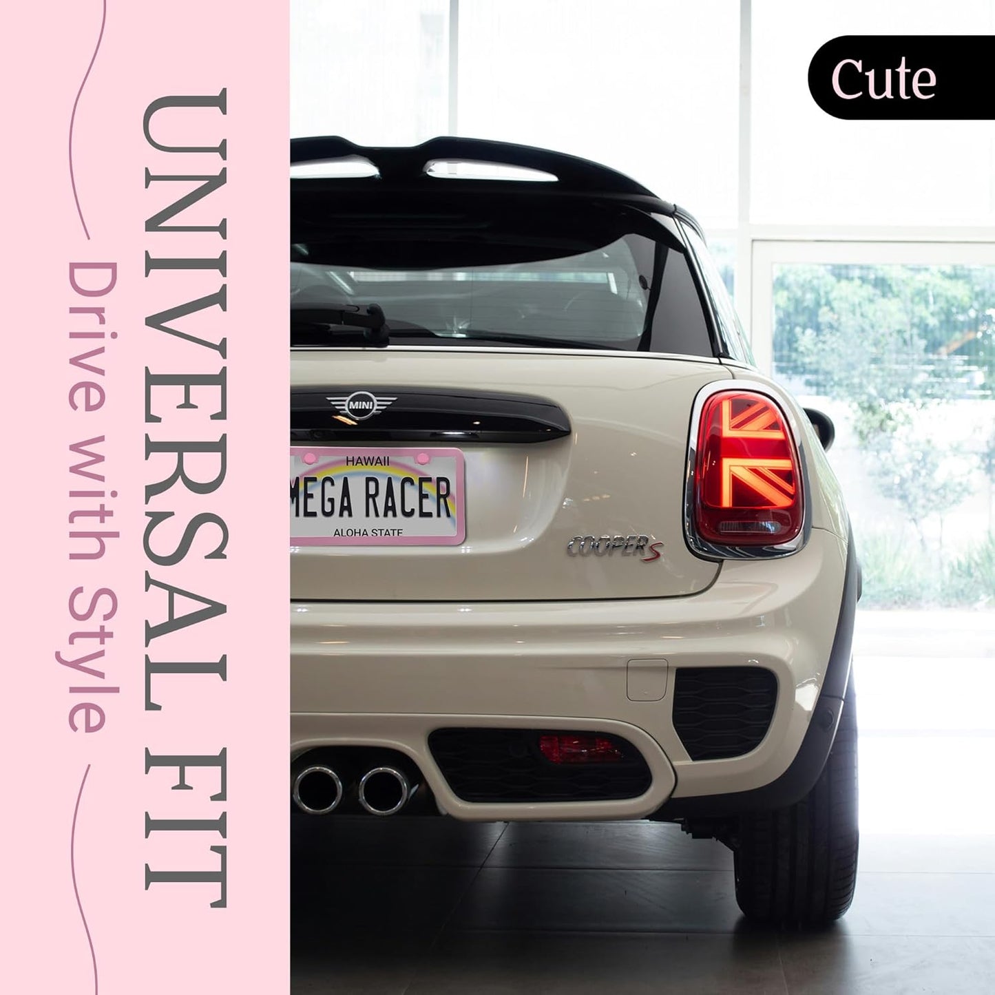 Premium Princess Pink License Plate Frames – 2 Pack, Rust-Free Stainless Steel, Street Legal, Rattle-Free, Universal Slim Design with Screw Covers, Durable Car Tag Holders for Women, Cute & Girly Gift