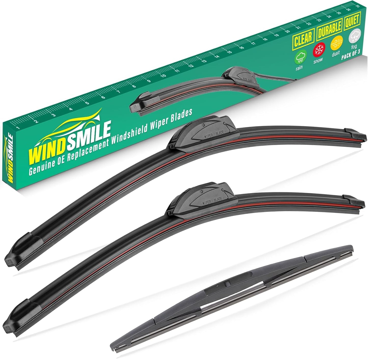 28" 14" 14" Windshield Wiper Blades Replacement for Honda Fit 2009 2010 2011 2012 2013 2014 2015 2016 2017 2018 2019 2020 Premium All Weather Front Rear Wipers Set - OEM Quality (Pack of 3)