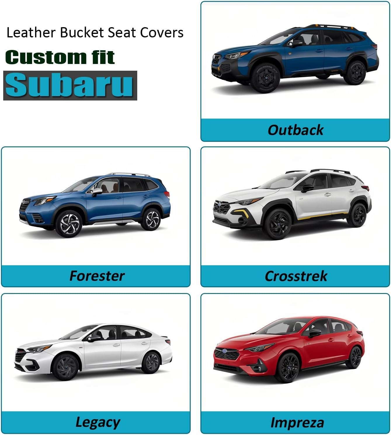 GIANT PANDA Fit Subaru Outback Forester Crosstrek Legacy Impreza Front Car Seat Cover, 3D Air Mesh Breathable Seat Protector, Bule+Black（2-Pack