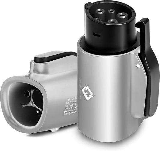 Tesla to J1772 Adapter, for All J1772 EV, 80A 250V Max, Portable and Outdoor EV Adapter, for Tesla High Powered Connectors, Destination Charger, Mobile Charger, Wall Charger, (Silver)