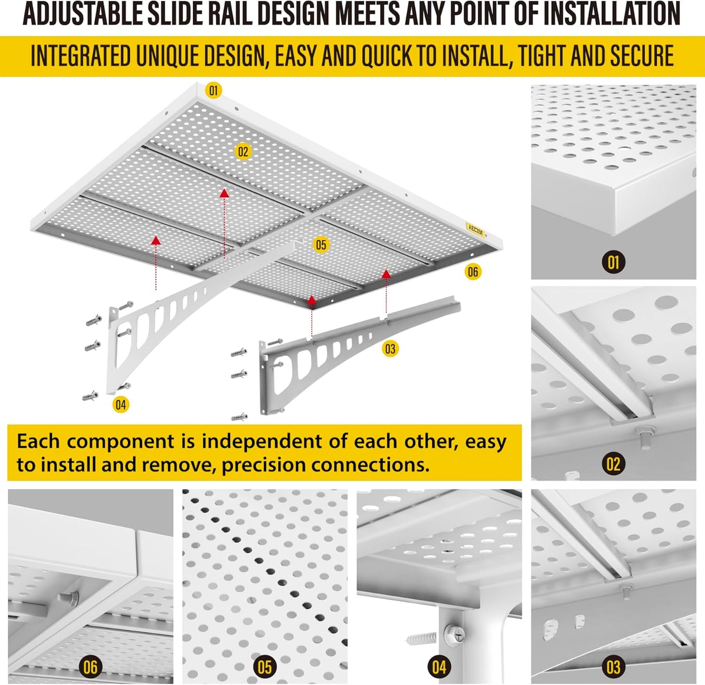 4-pack 2x3ft Adjustable Garage Wall Shelving 1120lbs Load Capacity Heavy Duty Wall Mounted Storage Shelf Metal Floating Shelves for Garage(White)