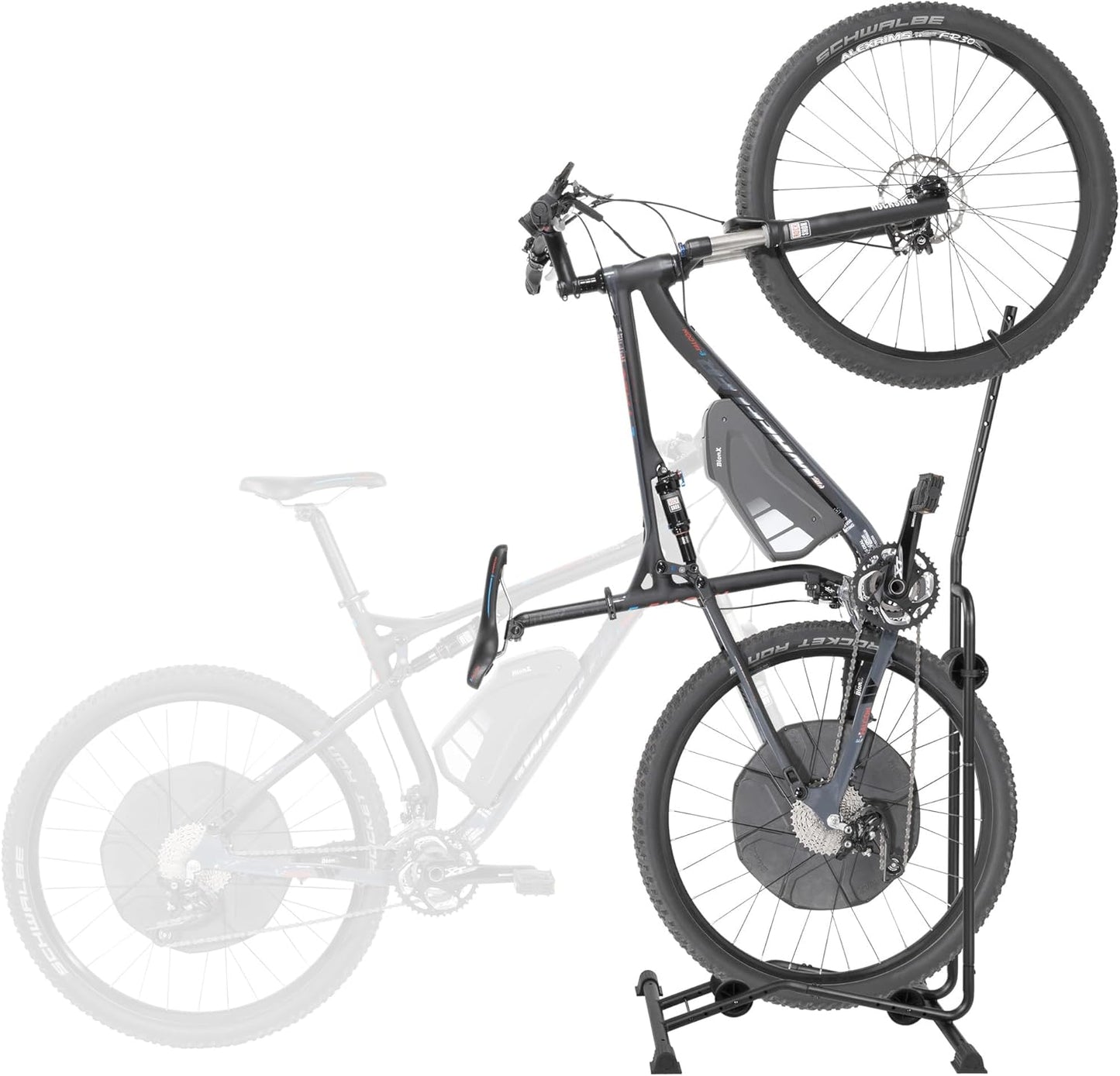 CyclingDeal Upright Bike Stand - Premium Quality Vertical & Horizontal Adjustable Bicycle Floor Parking Rack - for Storing MTB Road Bikes - up to 29” Wheel Size - for E Bike - 1 Bike