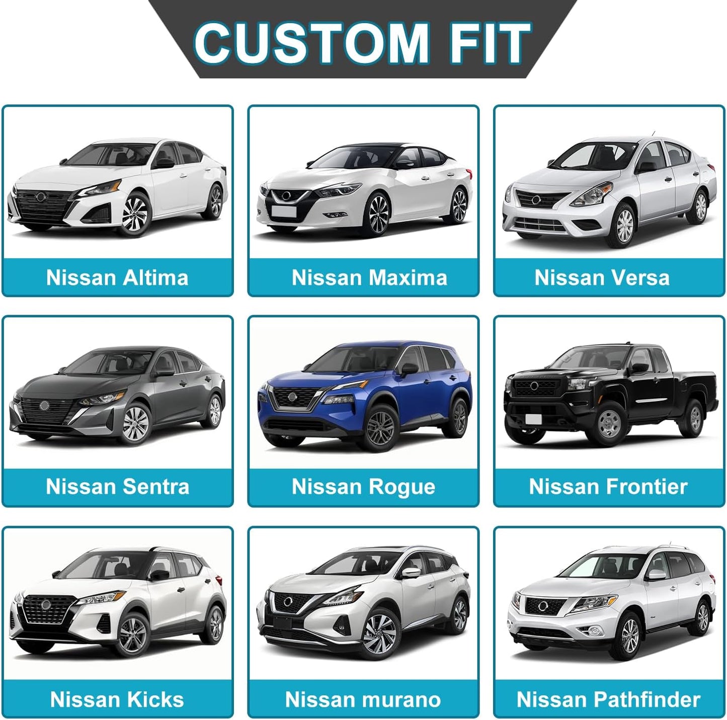 GIANT PANDA Front Seat Cover for Nissan, 3D Air Mesh Car Seat Covers Custom Fit Nissan Rogue Altima Sentra Versa Kicks Frontier Murano Pathfinder Maxima (Black 2-Pack)