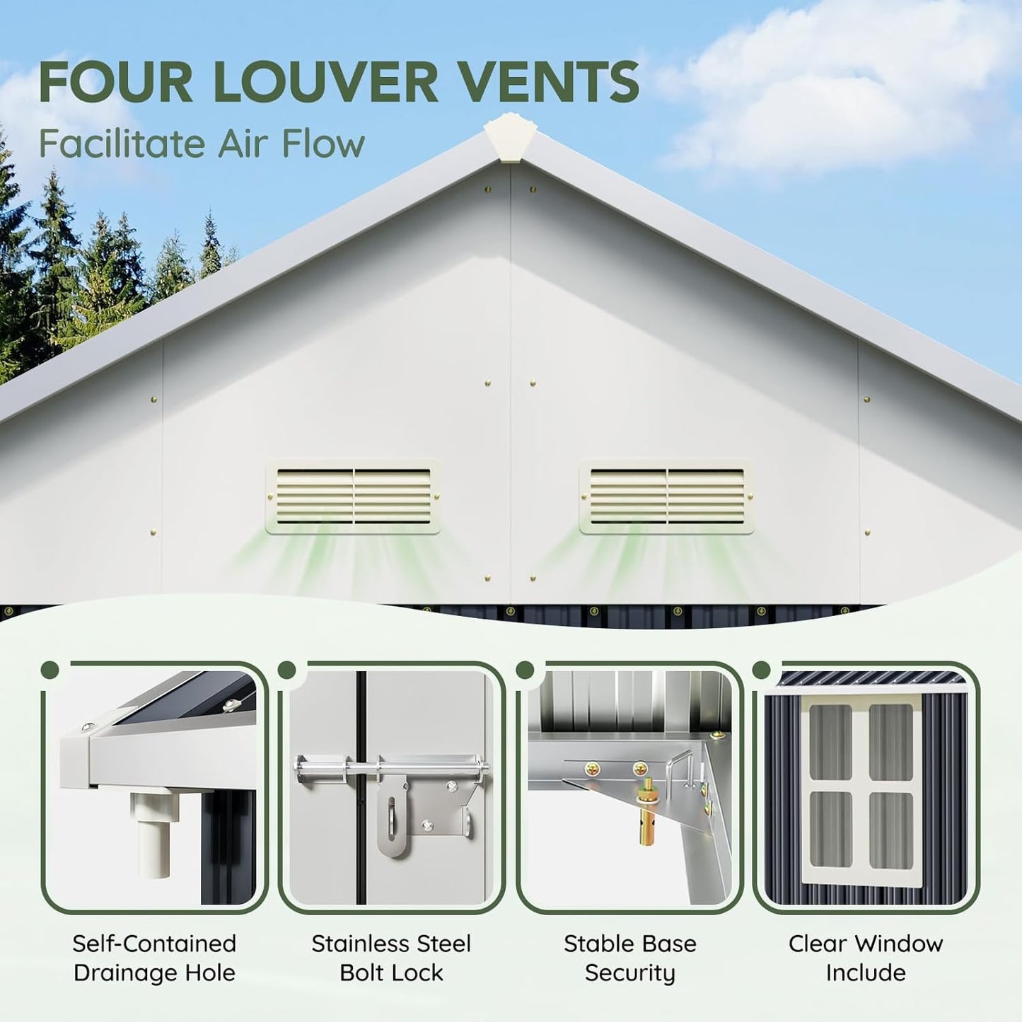 8x10 FT Outdoor Metal Storage Shed, Single Door, 1 Clear Window, Tool Shed for Garden, Patio, Backyard