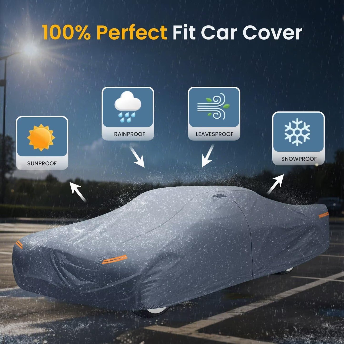 Car Cover Waterproof All Weather for Large Sedan,Outdoor Cover Fit for Ford Crown Victoria, Cadillac DTS, Grand Marquis, Lincoln Continental Town Car, Chevy Impala Caprice (209 to 218 inch)