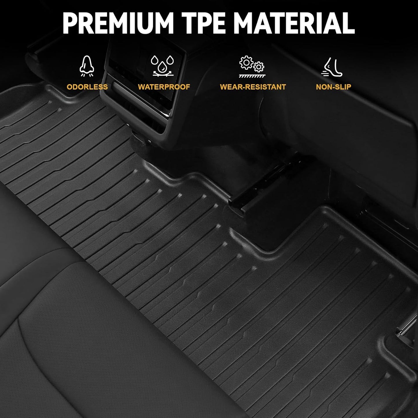 Floor Mats Set for 2025 2026 Tesla Model Y Juniper Accessories, Full Coverage All Weather Floor Mats Cargo Mat with Backrest Protectors