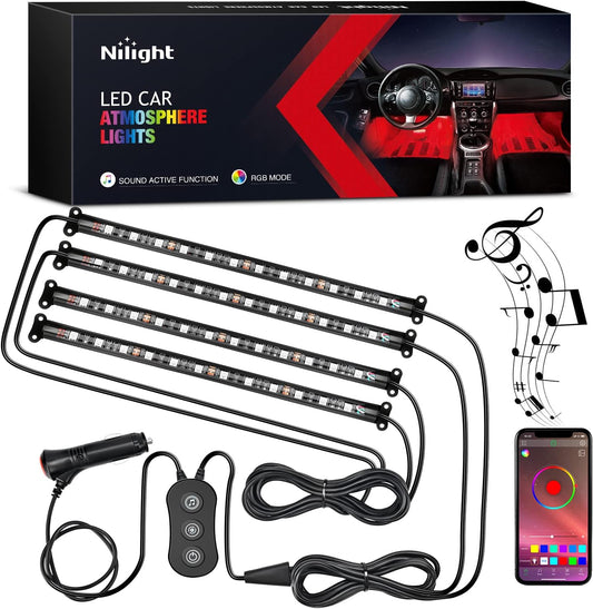 Nilight Car Interior Lights with APP Control 16 Million RGB Colors Strip Lights with Music Sync Mode and Multiple Scene Options for Cars Trucks SUVs