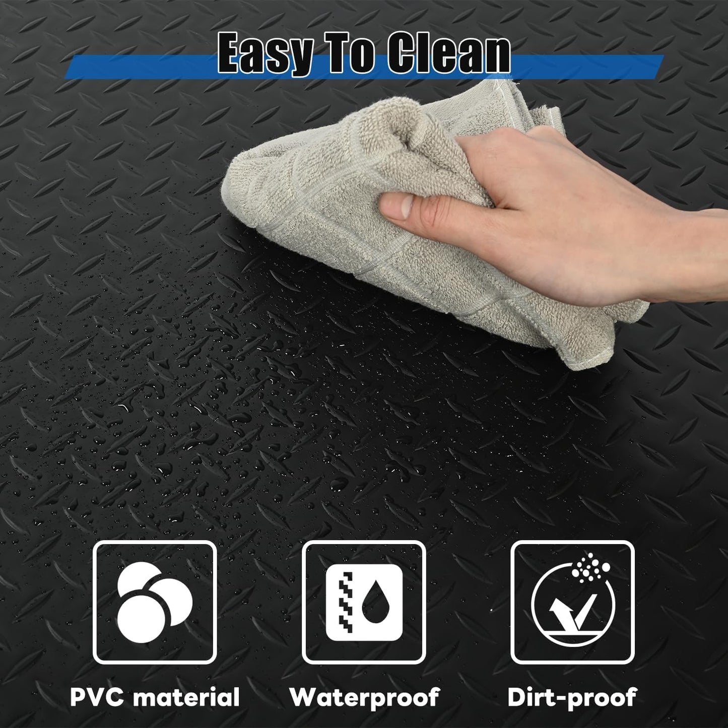 tonchean 3' x 7' Anti Fatigue Mats Industrial Extra Thick 15/16" Ergonomic Standing Floor Pad, Work Mats for Machinist Workshop Garage, Reducing Pressure - Black