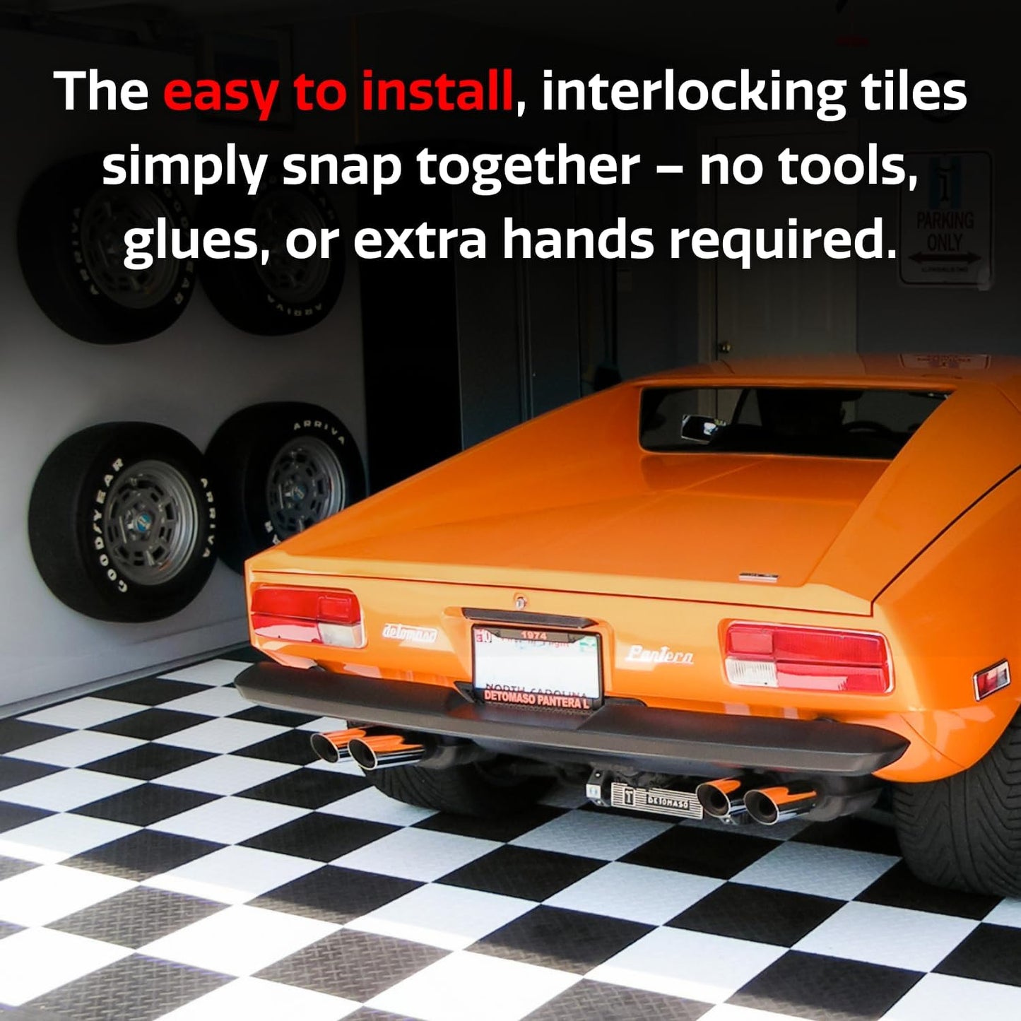 Big Floors RaceDeck Diamond Plate Design, Durable Interlocking Modular Garage Flooring Tile (Beige, 48 Pack of 12 x 12" Tiles)