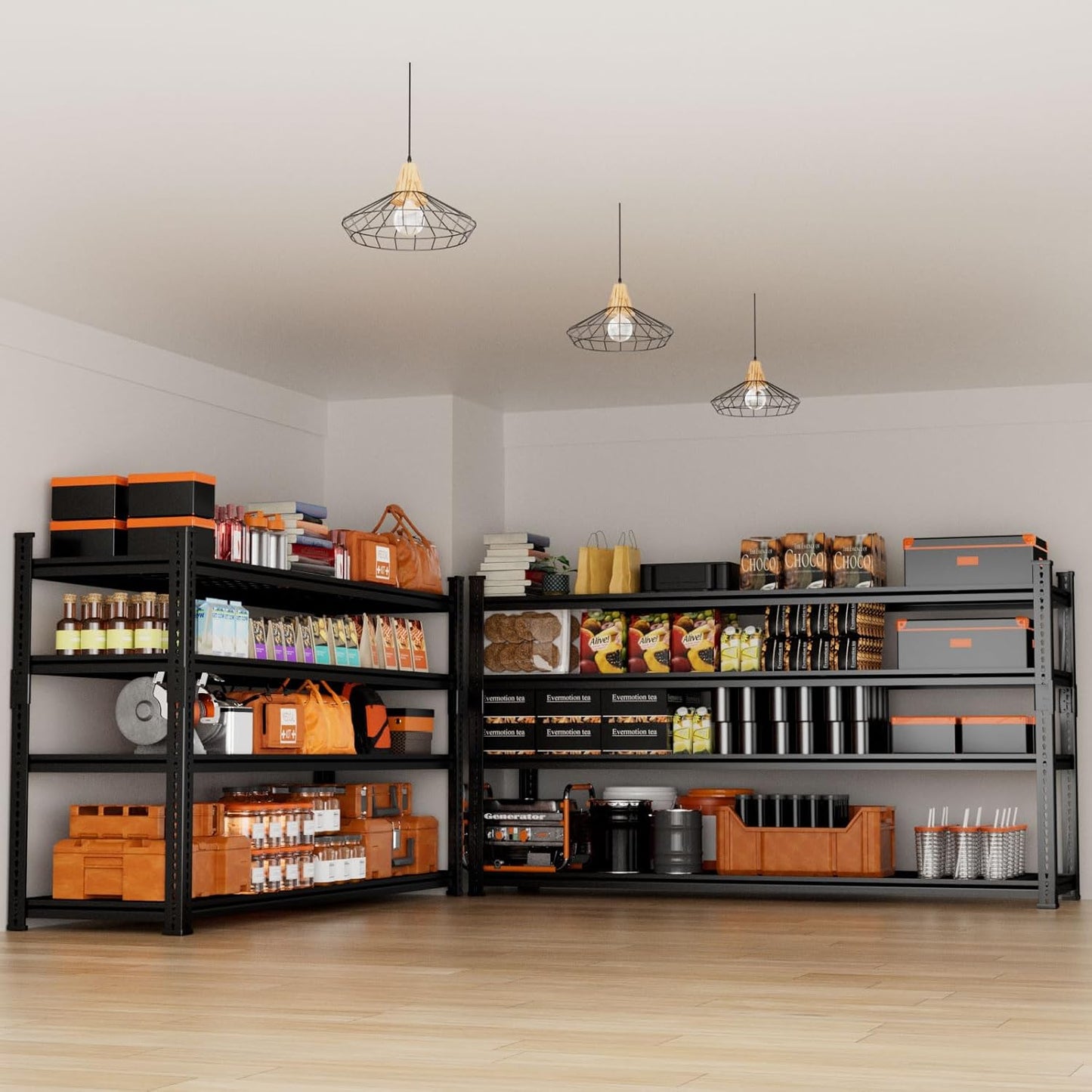 Storage Shelves Heavy Duty 3 PCS, 60"L x 24"W x 60"H Garage Wire Shelving Unit Loads 2640LBS, 4-tier Adjustable Metal Industrial Utility Shelf Rack for Kitchen, Laundry, Pantry, Warehouse, Basement