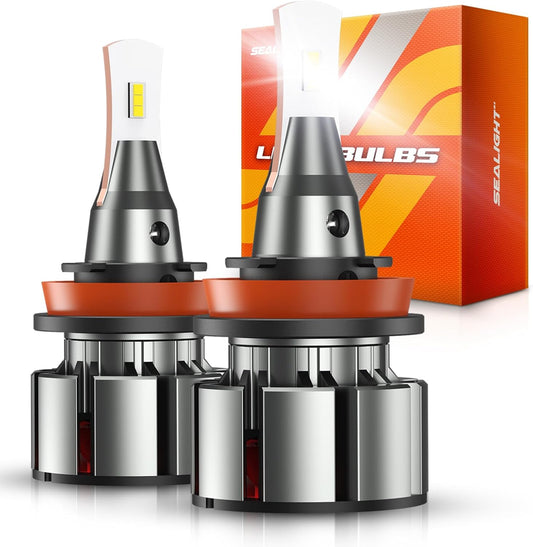 SEALIGHT H11/H8/H9/H16 LED Bulbs, 36000LM Super Bright H11 Lights, H8 Powersports Headlight Bulbs with Cooling Fan, L2 H9 Car Bulb 5 Min Plug-N-Play, Pack of 2