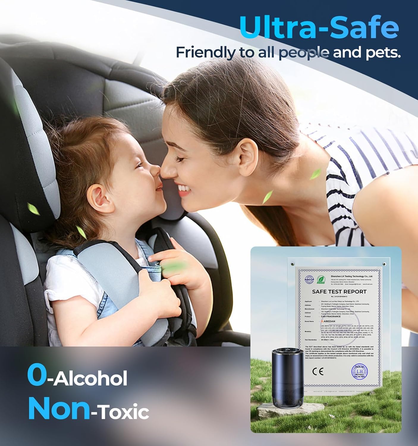 Smart Car Air Fresheners, New Smell Experience Car Freshener Essential Oil Diffuser, Adjustable Concentration, Auto On/Off, Built-in Battery, Each Bottle of Perfume Lasts 120 Days-Orange