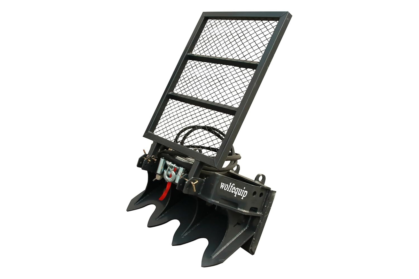 7.5T Skid Steer Winch, 93 FT Steel Cable Forestry Logging Winch, 15000 LB Pulling Capacity, Manual Clutch, Ground Stabilizer Jaw, Safety Screen