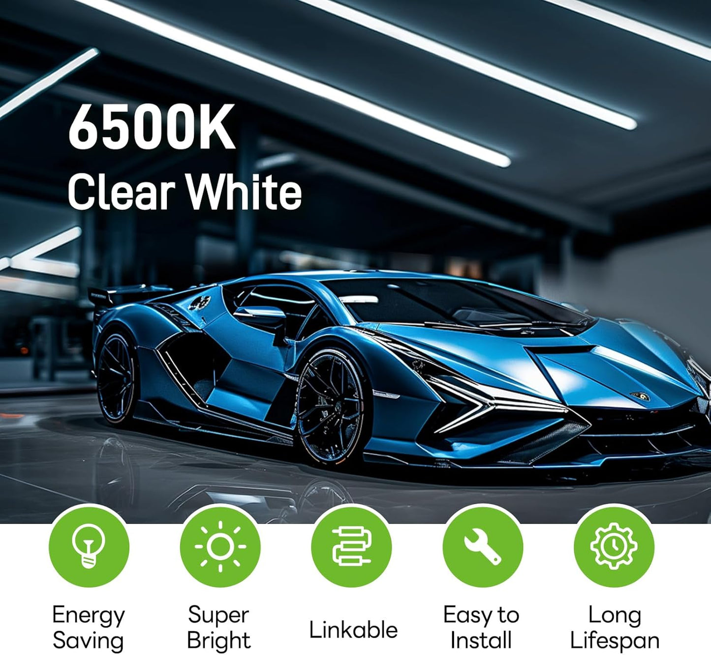 Pak 4FT LED Shop Lights, 2300LM 6500K Cool White, 20W Energy Efficient Linkable Ceiling and Under Cabinet Lighting, T5 Integrated Utility Fixture for Garage, Workshop, Basement, FCC Certified, 4 Pack