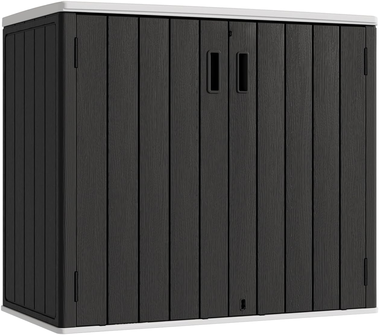 KINYING Outdoor Horizontal Storage Sheds,37 Cu.ft Outdoor Storage Cabinet Waterproof Resin Tool Storage Box for Lawn Mower,Garden Tools and Patio Furniture, Lockable (Black)